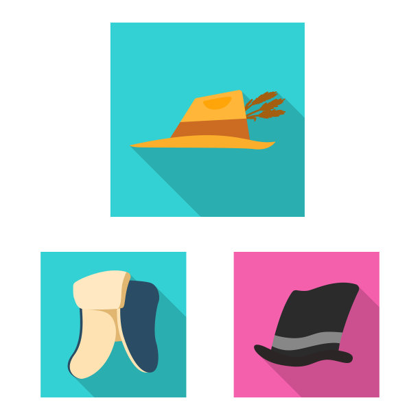 孤立对象的帽子和帽子符号集图片下载