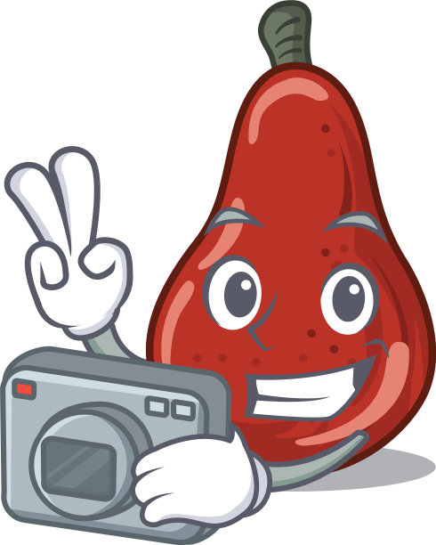 摄影师红梨孤立吉祥物图片下载