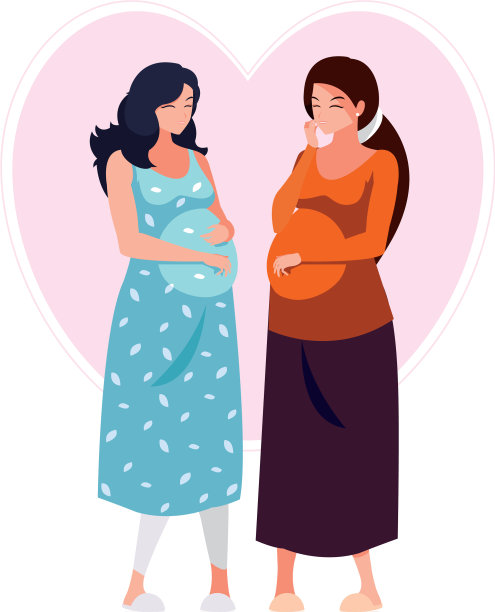 一对美丽的怀孕妇女在心里图片下载