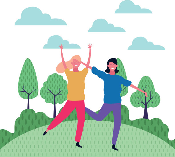 两位女性朋友卡通图片下载