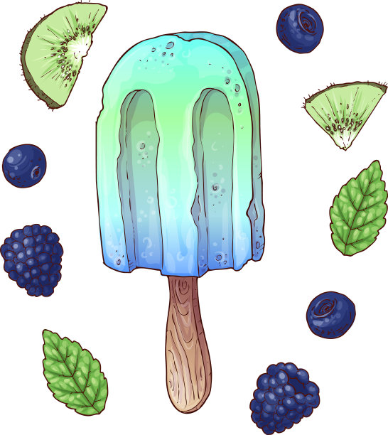 包括草莓在内的水果冰淇淋套装图片下载