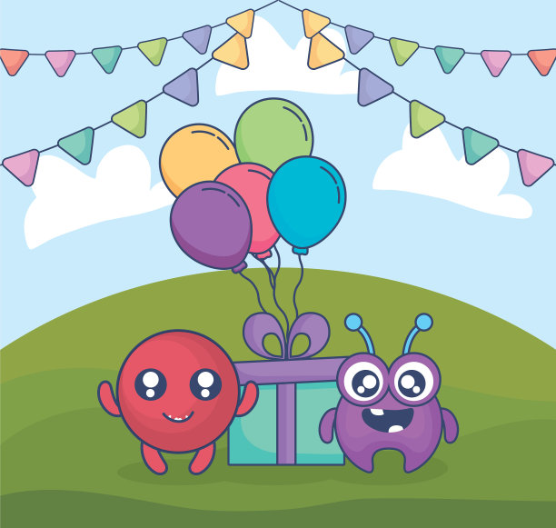 带着礼物和氦气气球的疯狂怪物图片下载