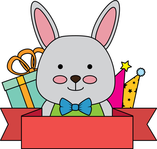 可爱的兔子与礼物的人物图标图片下载