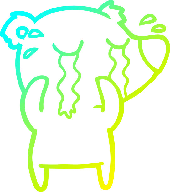 冷梯度线画卡通哭熊图片下载