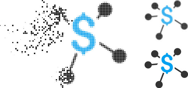 损坏的虚线半色调货币分配图标图片下载