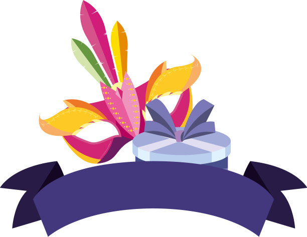 面具礼盒彩带狂欢节图片下载