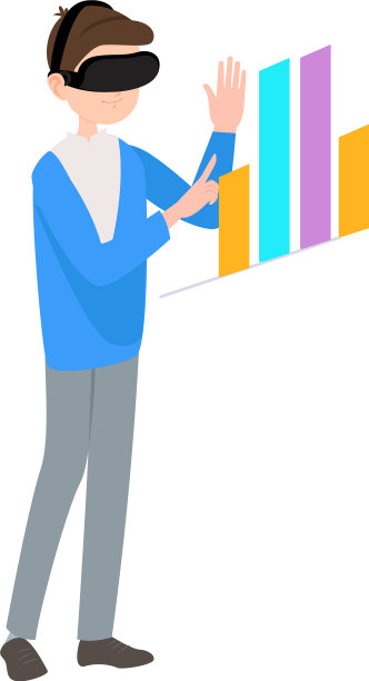 男人戴着虚拟现实眼镜进行分析图片下载