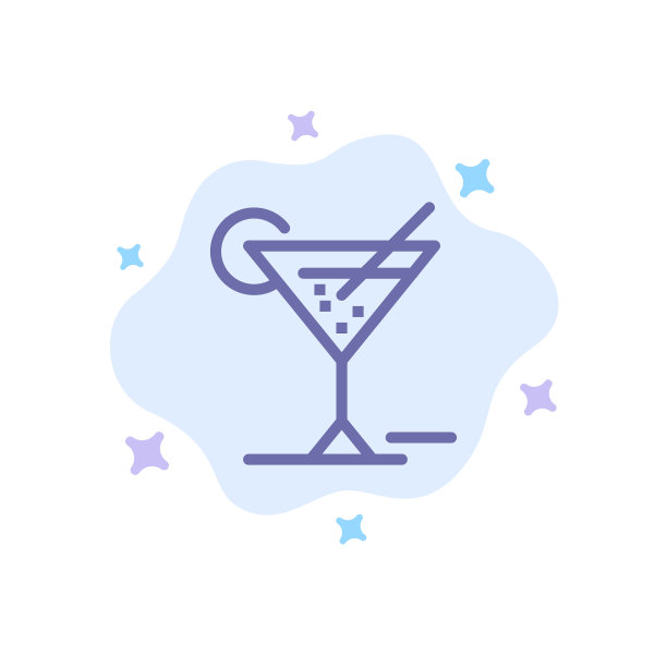 玻璃酒杯上抽象的酒店蓝色图标图片下载