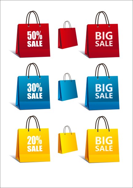 彩色购物袋套装图片下载