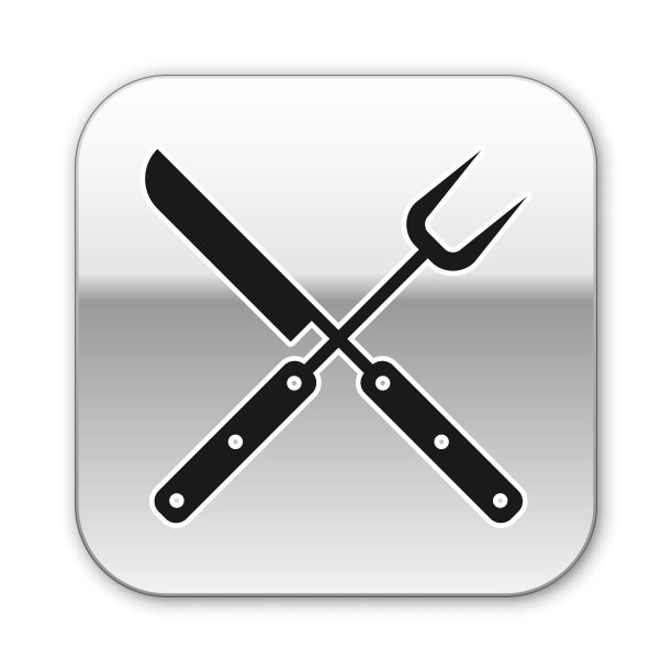 黑色交叉刀和抹刀图标孤立上图片下载
