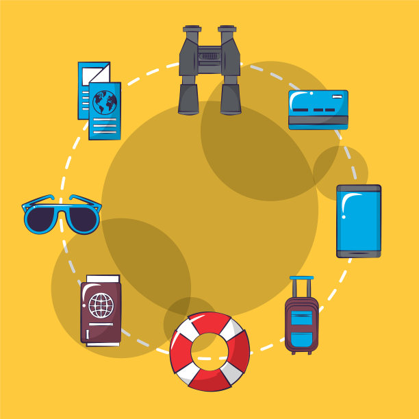 旅行和假期卡通图标图片下载