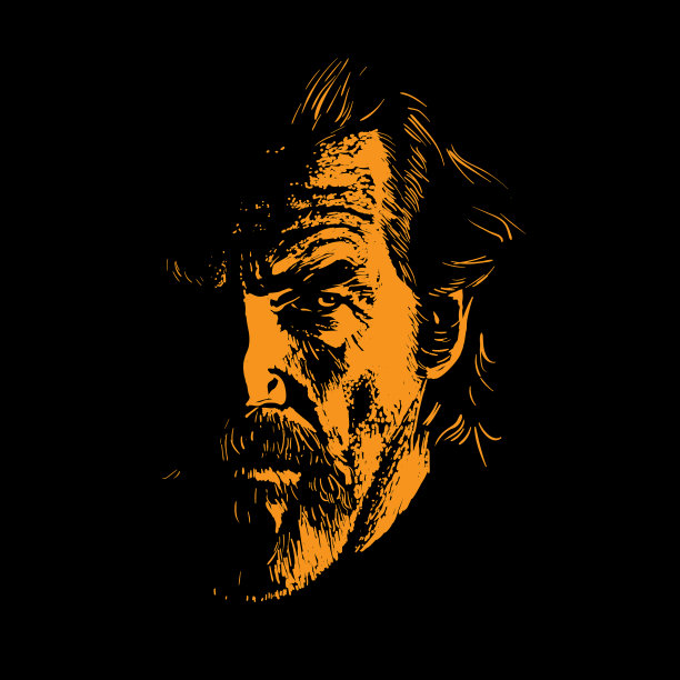 老人的肖像剪影在背光对比图片下载