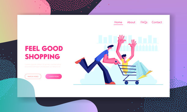 青少年在超市里推着手推车快乐的男孩图片下载