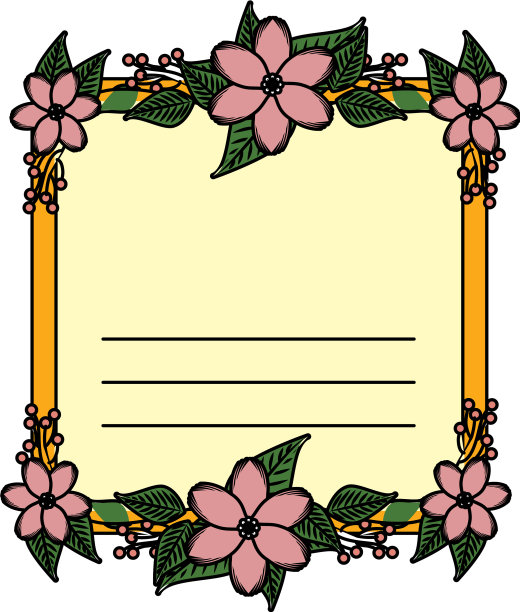 用鲜花和树叶装饰的明信片图片下载