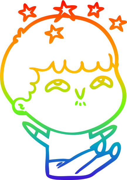 彩虹渐变线画卡通惊奇男孩图片下载