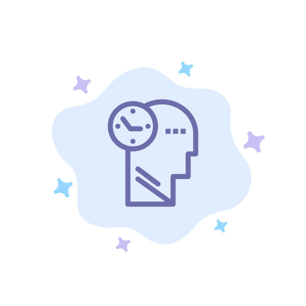 时间心思想头蓝色图标上抽象图片下载