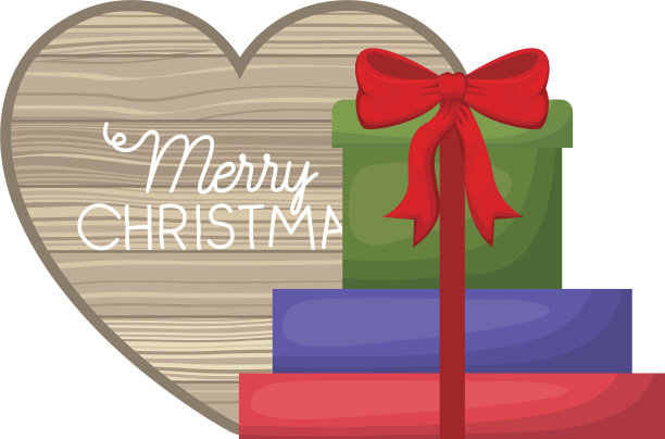 带有心形木制图标的礼盒图片下载