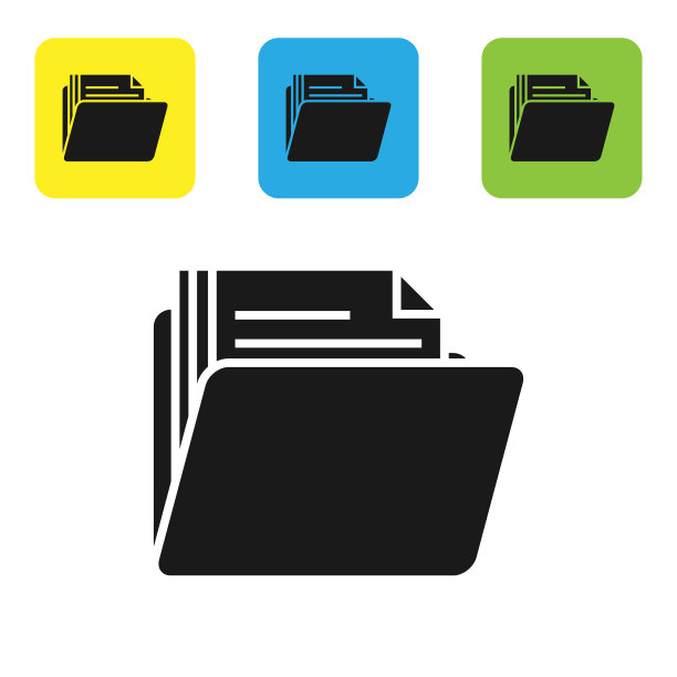 黑色文件夹图标隔离在白色上图片下载