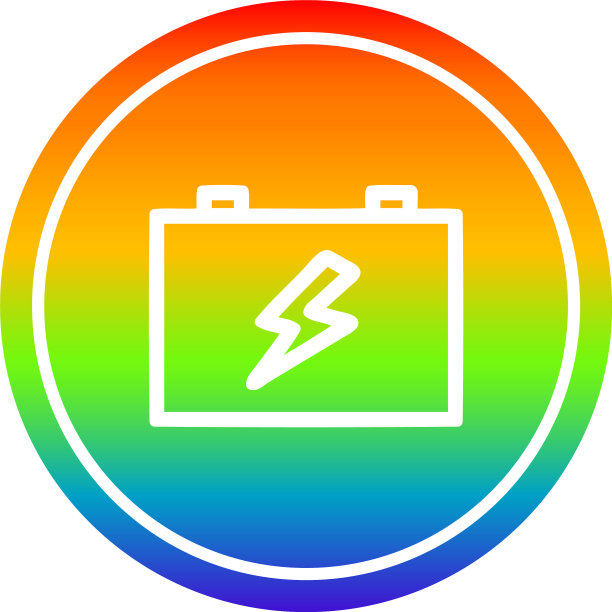 彩虹光谱中的工业电池圆形图案图片下载