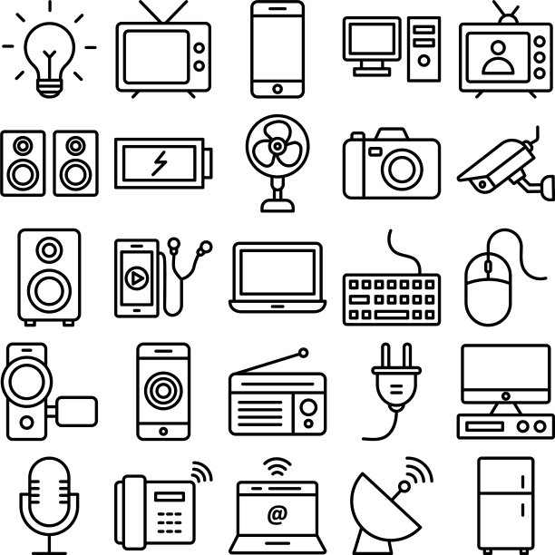 电子和设备隔离图标集图片下载