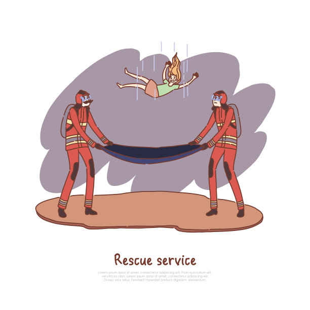 消防员接住坠落的孩子很危险图片下载