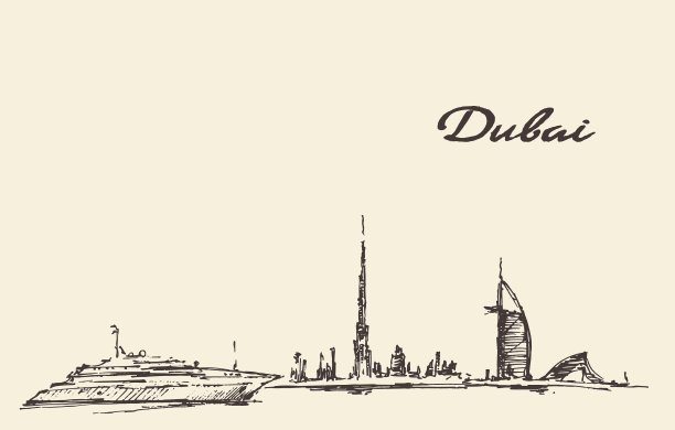 迪拜城市轮廓图图片下载