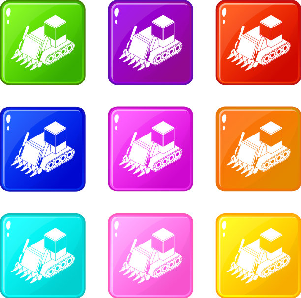 施工推土机图标设置9色图片下载