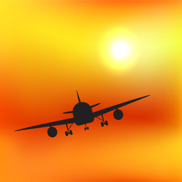 夕阳下飞机的剪影图片下载