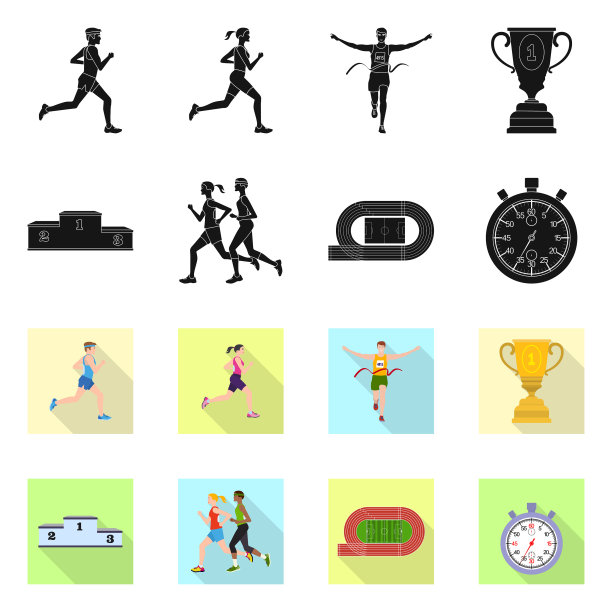 运动和胜利者的图标设置图片下载