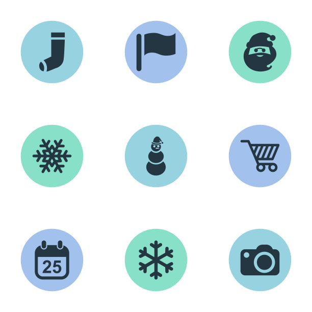 一套简单的圣诞图标图片下载