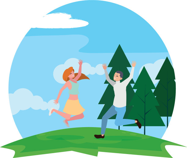 快乐的年轻夫妇在营地庆祝图片下载