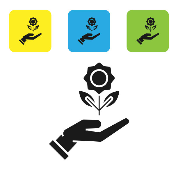 黑色手握花图标孤立在白色图片下载