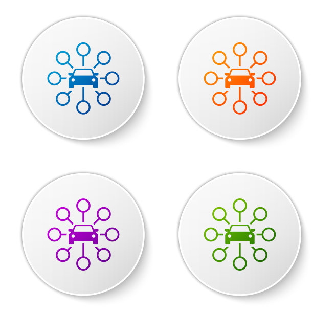 彩色汽车共享图标隔离在白色图片下载