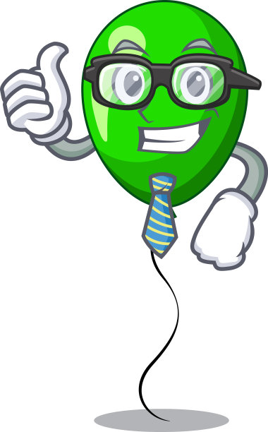 商人绿色气球在左上角的吉祥物图片下载