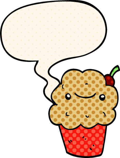 漫画书里的卡通纸杯蛋糕和语音泡泡图片下载