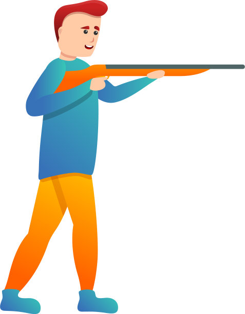 快乐的猎枪射击图标卡通风格图片下载