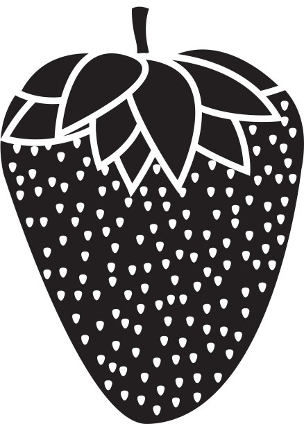 剪影单色草莓水果图片下载