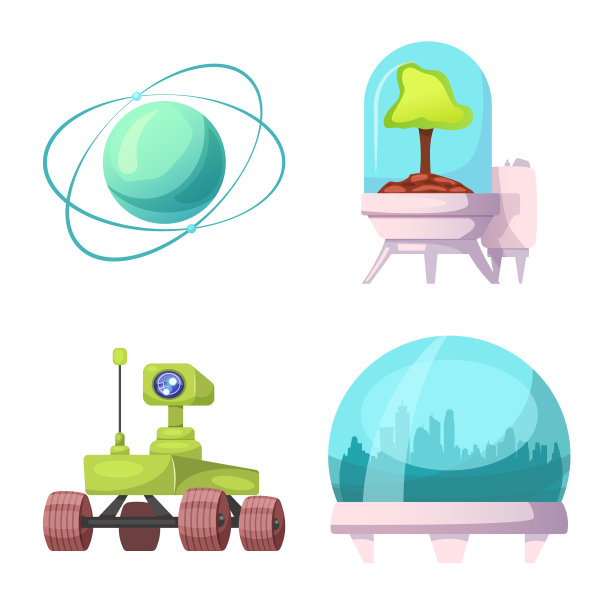 孤立对象的火星和空间标志集图片下载