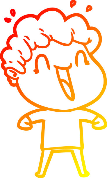 温暖的梯度线画卡通快乐的人图片下载