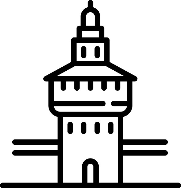 斯福查城堡米兰图标轮廓风格图片下载