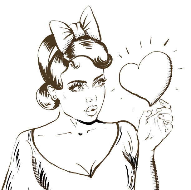 漂亮的年轻女孩，带着蝴蝶结，留着复古的头发图片下载