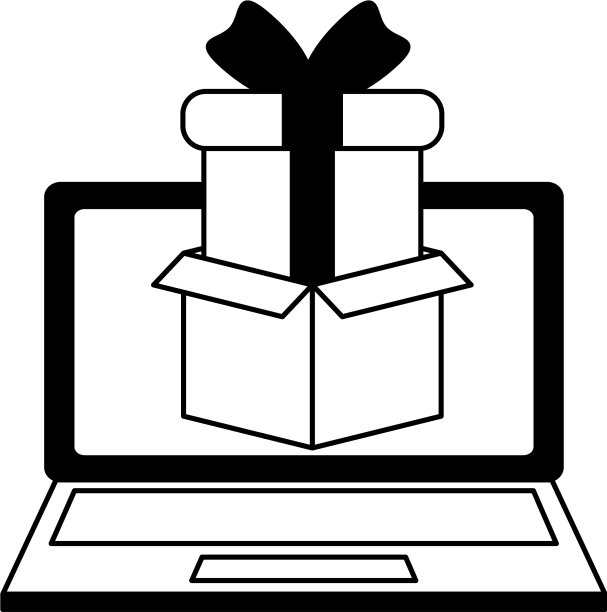 带礼物的笔记本电脑图片下载