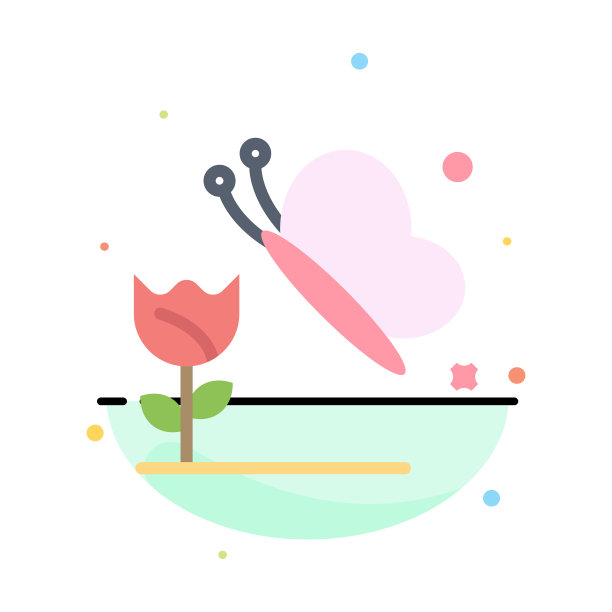 美花蝴蝶抽象平面颜色图标图片下载