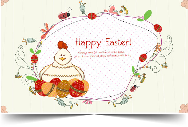 复活节贺卡复古彩蛋节日快乐图片下载