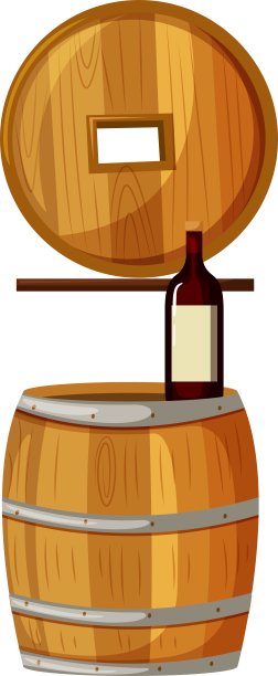 木桶上的酒瓶图片下载