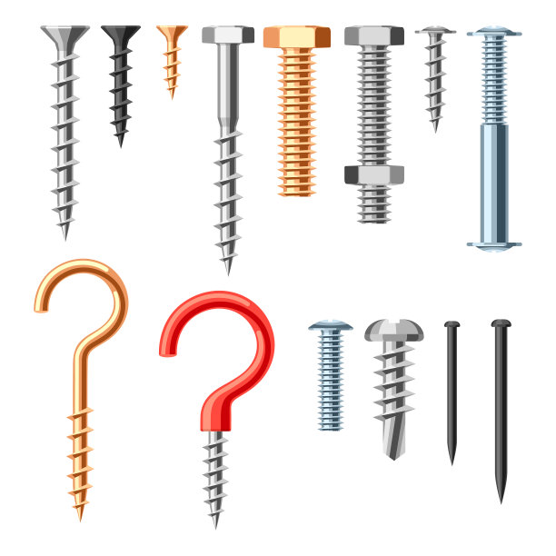 一套螺栓、螺母、钉子图片下载