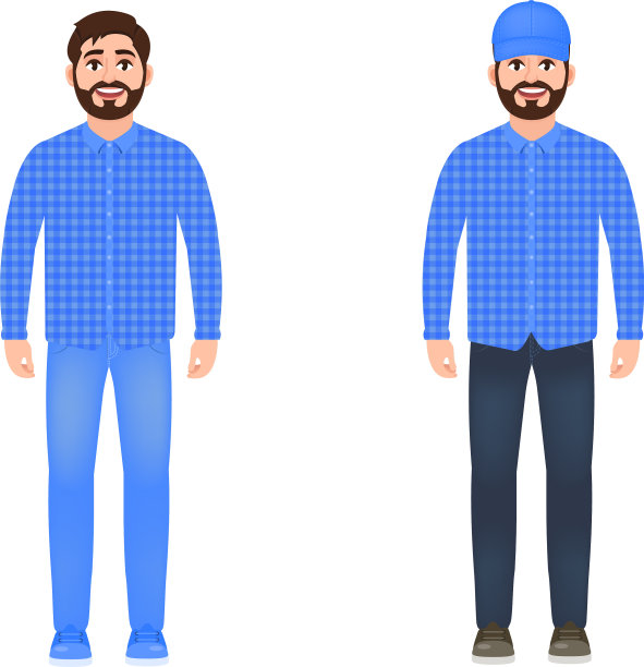 一个男人穿着牛仔裤，一件格子衬衫和一顶帽子图片下载