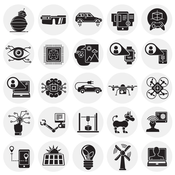 未来技术图标设置在圆圈上图片下载