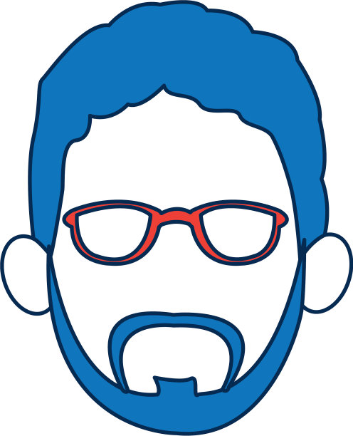 一个戴眼镜的无脸男子，蓝头发，白衣图片下载