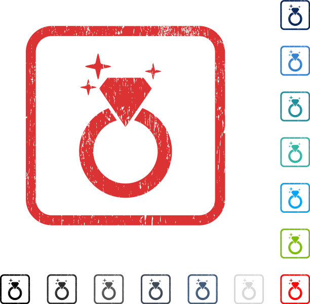 闪闪钻石戒指图标橡胶水印图片下载